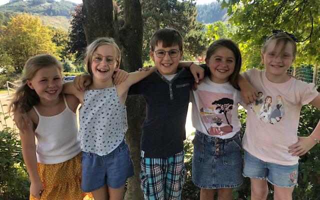 Charlotte, Mia Be., Fabio und Mia Bo. Schülersprecher